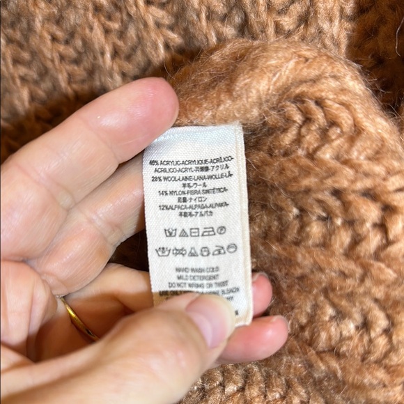 Free People Tan Cowl Neck Sweater with Chunky Knit and Oversized Fit - Picture 9 of 15